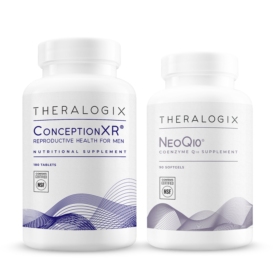 ConceptionXR Reproductive Health Formula + NeoQ10 bundles two of our most popular male fertility supplements to optimize sperm health.