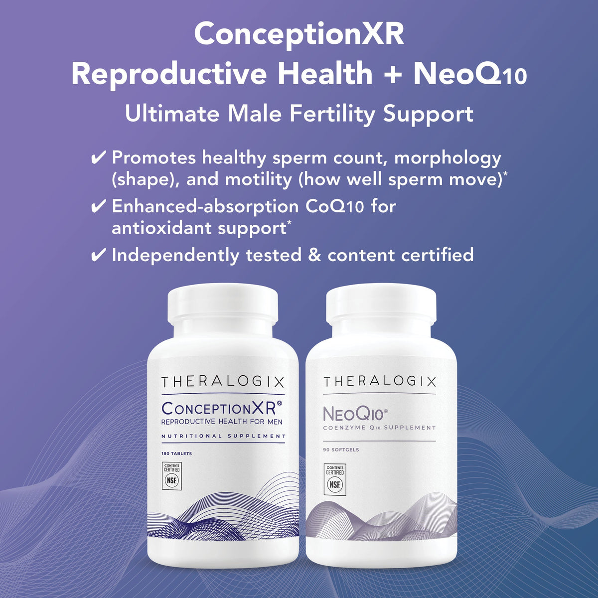 Ultimate male fertility support: Promotes healthy sperm count, morphology (shape), and motility (how well sperm move).