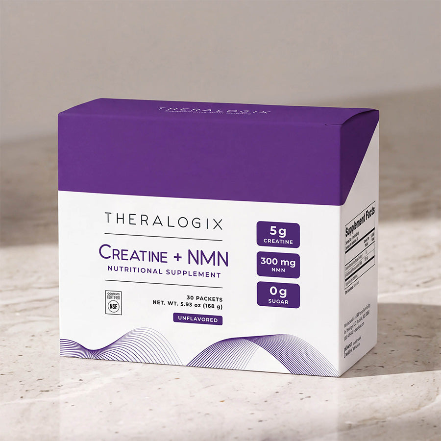 Theralogix Creatine + NMN Nutritional Supplement packets, unflavored creatine