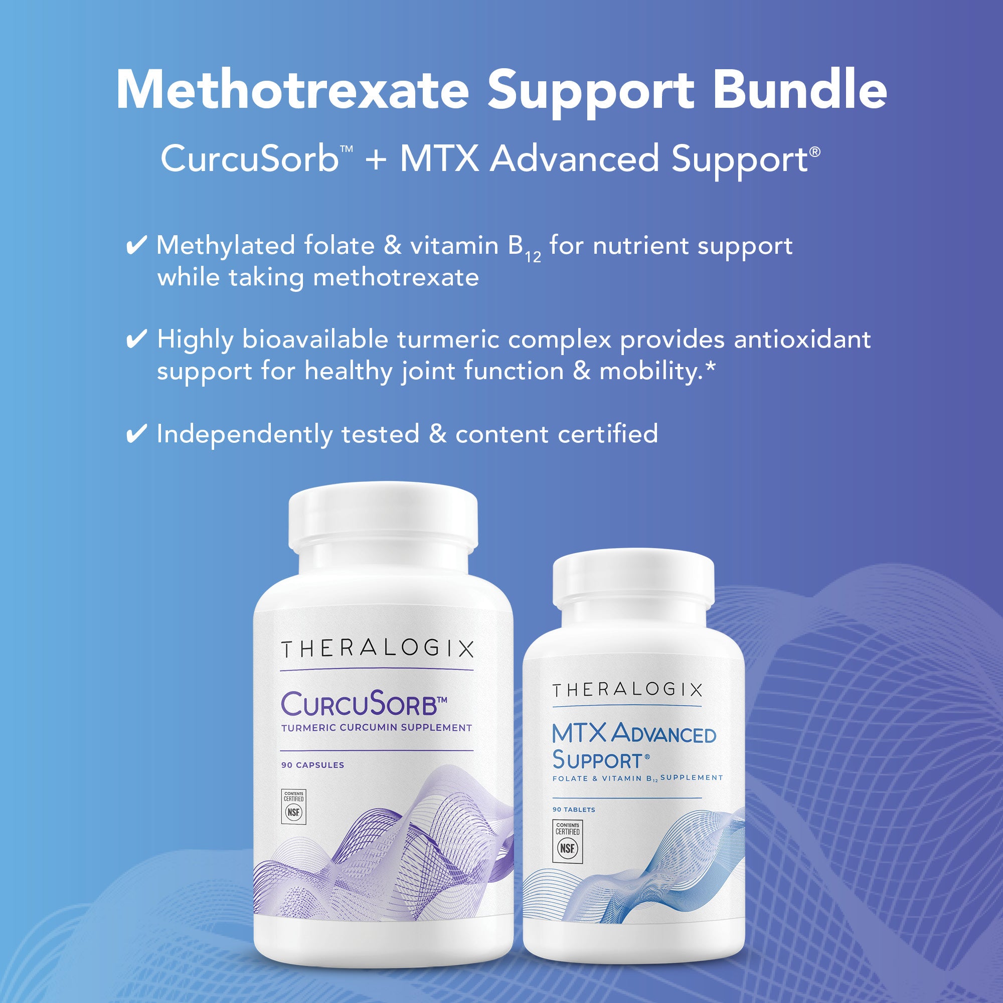 Contains a highly bioavailable turmeric complex, plus methylated folate and vitamin B12, the bioactive, ready-to-use forms.*