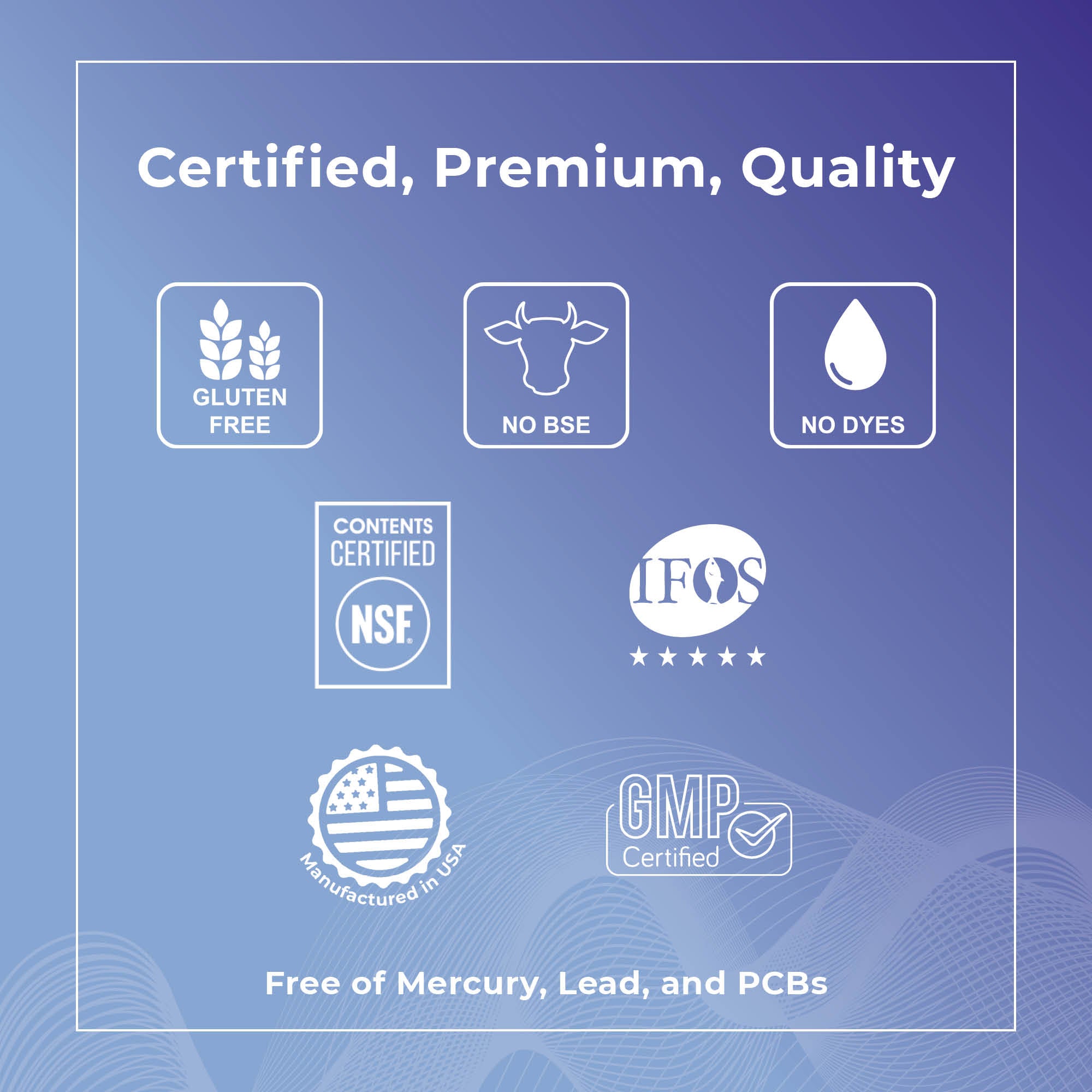 Independently tested and certified omega-3 nutritional supplement.