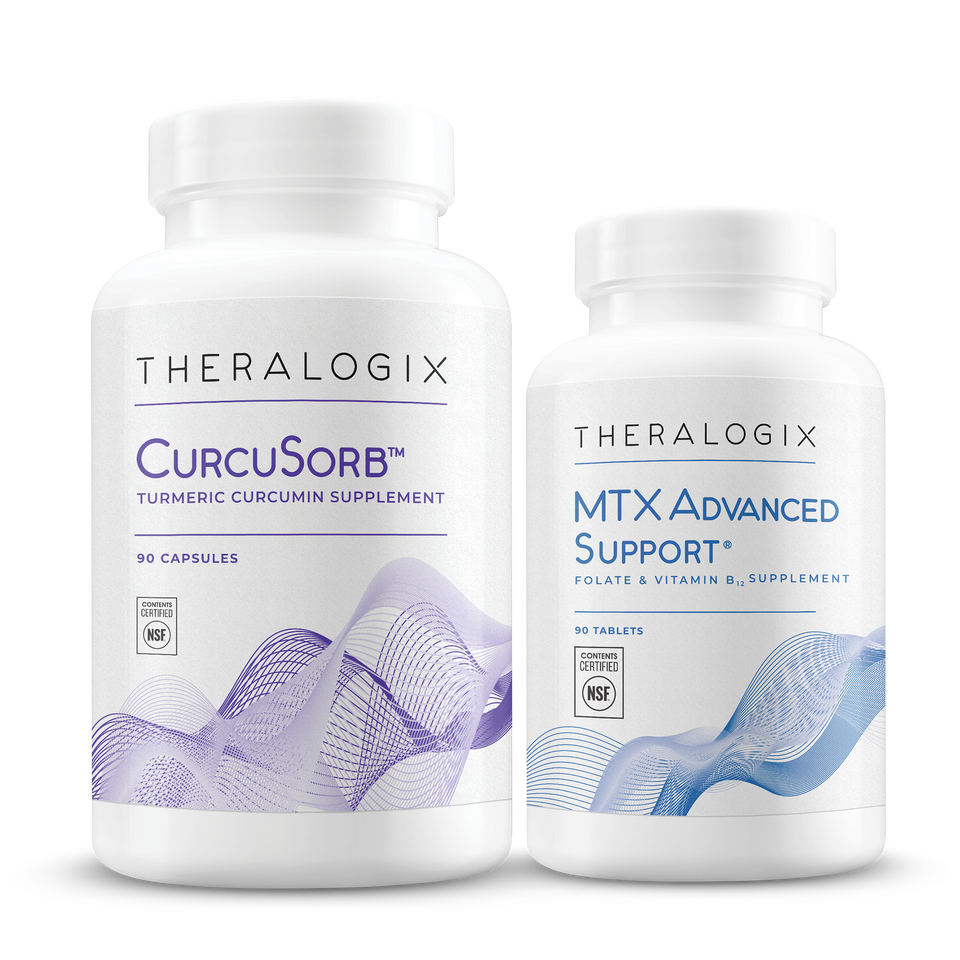 CurcuSorb + MTX Advanced Support bundles curcumin for joint health with methylated folate and vitamin B12 for nutrient support while taking methotrexate.*