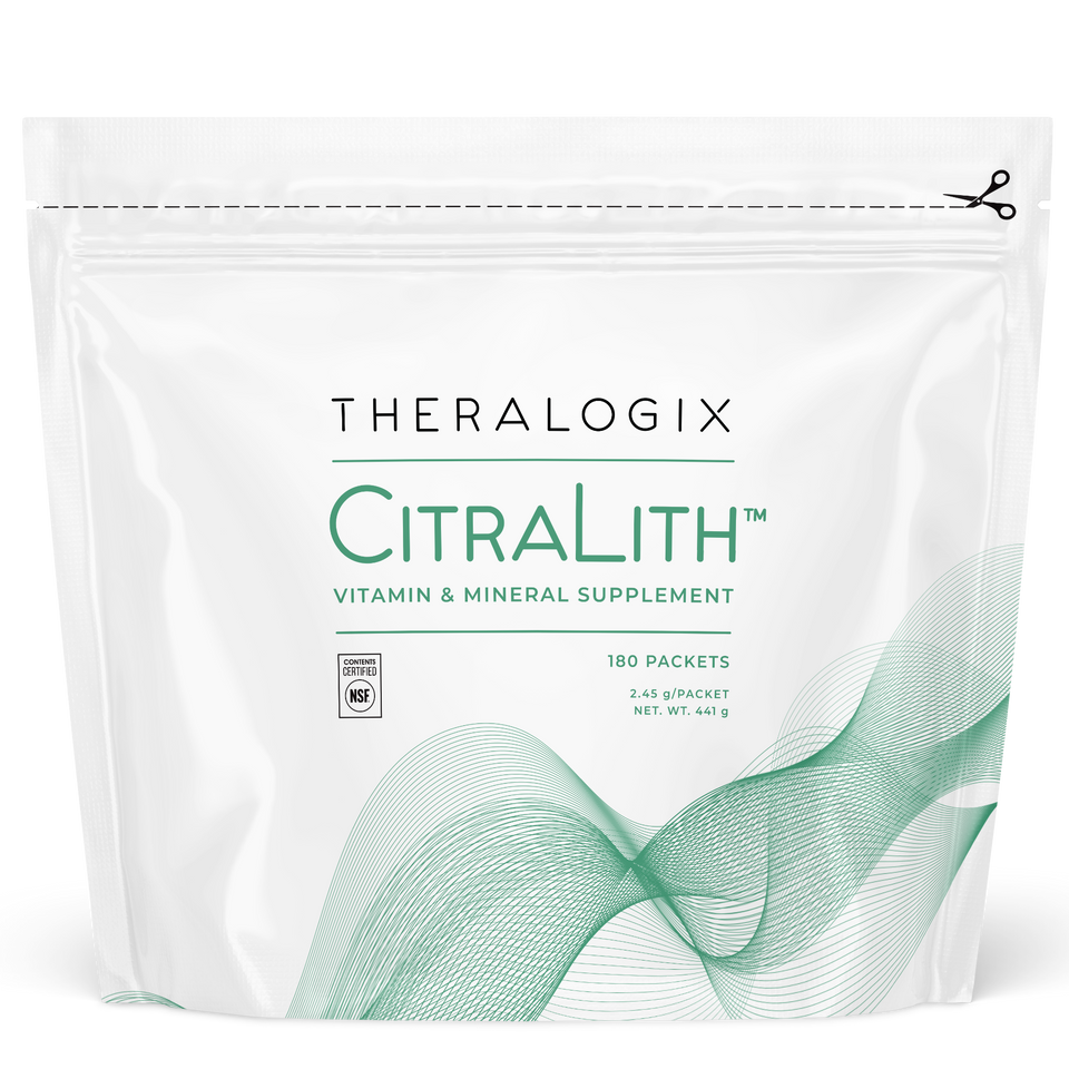 CitraLith is our most potent kidney health supplement, formulated by urologists to deliver 30 mEq of citrate alkali per daily dose.