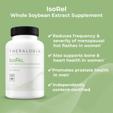 Physician recommended IsoRel is a whole Soybean Extract Supplement formulated to reduce the frequency and severity of menopausal hot flashes. Soy isoflavones also promote heart, bone, and prostate health.