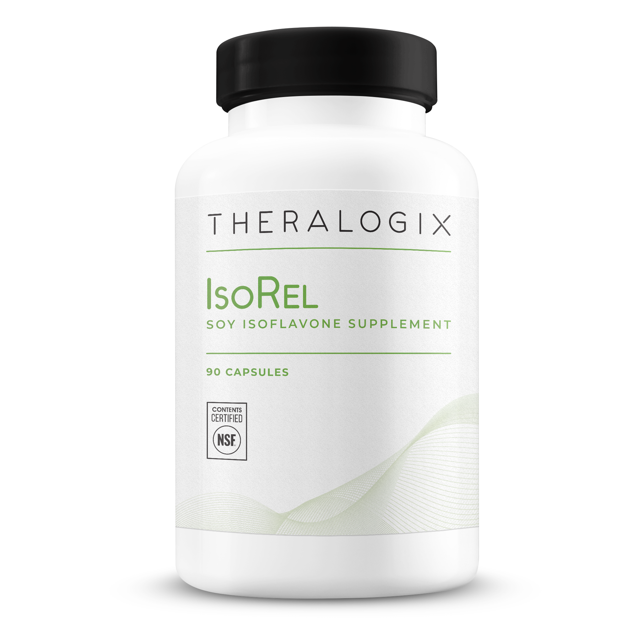 Physician recommended IsoRel Whole Soybean Extract Supplement containins soy isoflavones to reduce menopause hot flashes and promote cardiovascular and prostate health.