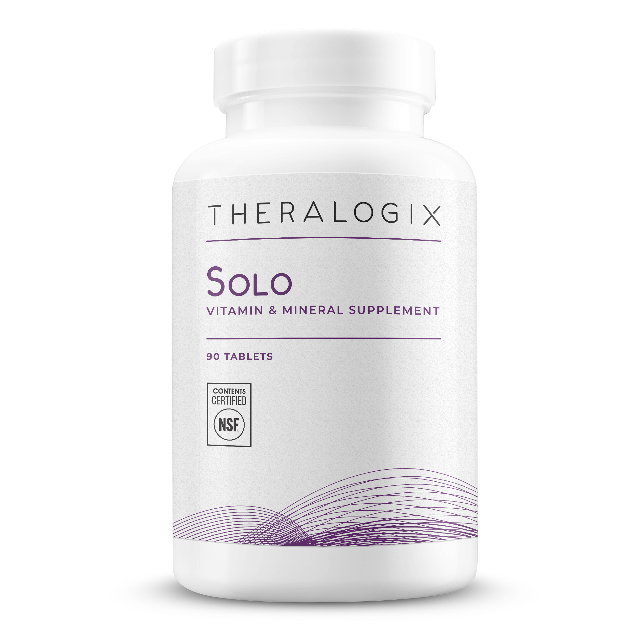 Solo Multivitamin and Supplement tablets contain a full range of vitamins and minerals, including 2,000 IU of vitamin D3 and other important nutrients, with no iron.
