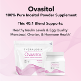 Ovasitol is unflavored and available in a recyclable canister with a scoop or convenient single-serving packets.  